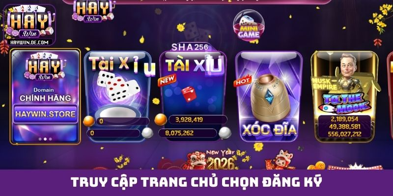 Truy cập trang chủ chọn đăng ký